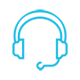 Simple blue outline of a headset.