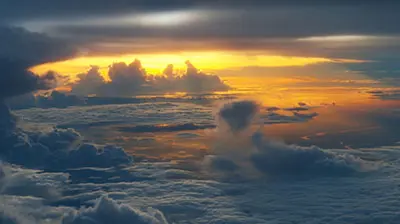 Clouds with orange, blue, and white hue