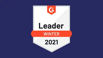 A white and red banner with the words "Leader Winter 2021" on it 