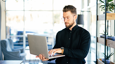 A man working on a laptop